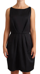Cédric Charlier Black Sleeveless Pleated Aline Knee Length Dress