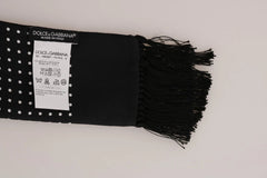 Dolce & Gabbana White Cotton Black Silk Scarf Top T-shirt