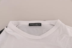 Dolce & Gabbana White Cotton Black Silk Scarf Top T-shirt
