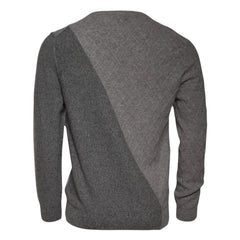 Ballantyne Gray Cashmere Argyle Intarsia Knit Crew Neck Men Sweater