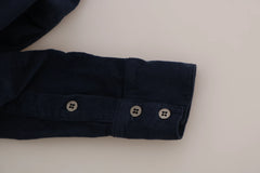 Acht Cotton Blue Corduroy Long Sleeves Shirt Top Blouse