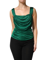 Dolce & Gabbana Green Viscose Drape Jersey Organzine Tank Top