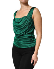 Dolce & Gabbana Green Viscose Drape Jersey Organzine Tank Top