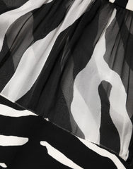 Dolce & Gabbana Zebra Print Chiffon Paneled Crop Blouse Top