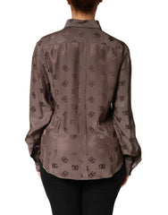 Dolce & Gabbana Brown Collared Long Sleeves Logo Shirt Top