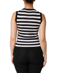 Dolce & Gabbana Black White Cashmere Silk Sleeveless Top