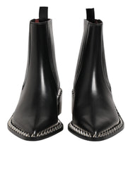 Dolce & Gabbana Black Studded Chelsea Short Ankle Boots Shoes