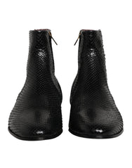 Dolce & Gabbana Black Leather Chelsea Short Ankle Boots  Shoes