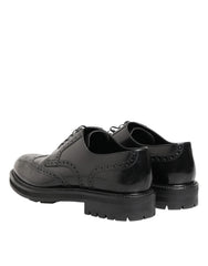 Dolce & Gabbana Black Calfskin Leather Derby Men Dress Shoes