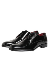 Dolce & Gabbana Black Calfskin Leather Derby Men Dress Shoes