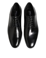 Dolce & Gabbana Black Calfskin Leather Derby Men Dress Shoes