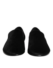 Dolce & Gabbana Black Leather Suede Slip On Loafers Dress Shoes
