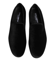 Dolce & Gabbana Black Leather Suede Slip On Loafers Dress Shoes