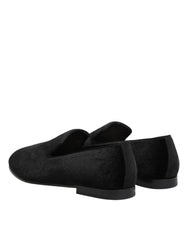 Dolce & Gabbana Black Leather Suede Slip On Loafers Dress Shoes