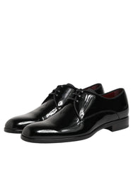 Dolce & Gabbana Black Calfskin Leather Derby Dress Shoes
