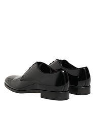 Dolce & Gabbana Black Calfskin Leather Derby Dress Shoes