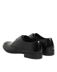 Dolce & Gabbana Black Calfskin Leather Derby Dress Shoes