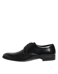 Dolce & Gabbana Black Calfskin Leather Derby Dress Shoes