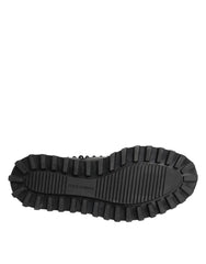 Dolce & Gabbana Black Leather Studded Men Formal Derby  Shoes