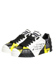 Dolce & Gabbana Multicolor Leather Graffiti Low Top Sneakers Shoes