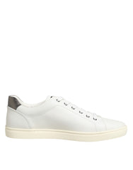Dolce & Gabbana White Leather Heart Embellished Sneakers Shoes