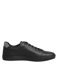 Dolce & Gabbana Black Leather Heart Embellished Sneakers Shoes