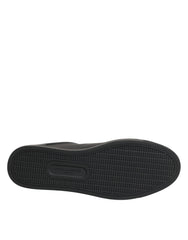 Dolce & Gabbana Black Leather Heart Embellished Sneakers Shoes