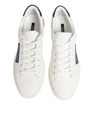 Dolce & Gabbana White Blue Leather Logo Patch Sneakers Shoes