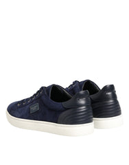 Dolce & Gabbana Blue Leather Suede Low Top Sneakers Shoes