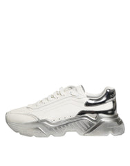 Dolce & Gabbana White Silver Daymaster Low Top Sneakers Shoes