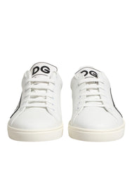 Dolce & Gabbana White Prince Leather Low Top Men Sneakers Shoes