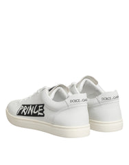 Dolce & Gabbana White Prince Leather Low Top Men Sneakers Shoes