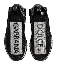 Dolce & Gabbana Black Strass Slip On Men Sorrento Sneakers Shoes