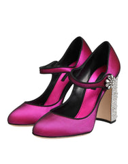 Dolce & Gabbana Pink Strass Mary Janes Heels Pumps Shoes