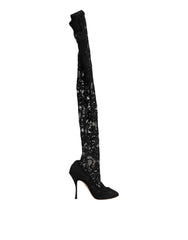 Dolce & Gabbana Black Taormina Lace Socks Pumps Boots Shoes