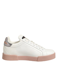 Dolce & Gabbana White Leather Sacred Heart Sneakers Shoes