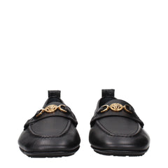 Versace Black Leather Slip-On Loafers