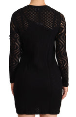 Missoni Bodycon Sheath Black Viscose Long Sleeves Mini Dress