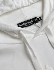 Dolce & Gabbana White Cotton Hooded Pullover Sweatshirt Men