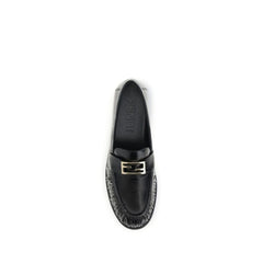 Fendi Black Calf Leather Bos Taurus Slip-On Loafers
