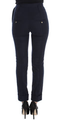 Ermanno Scervino Blue Virgin Wool Slim Fit Casual Pants