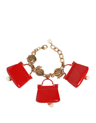 Dolce & Gabbana Gold Bronze Bag Embellished Crystals Accessory  Bracelet