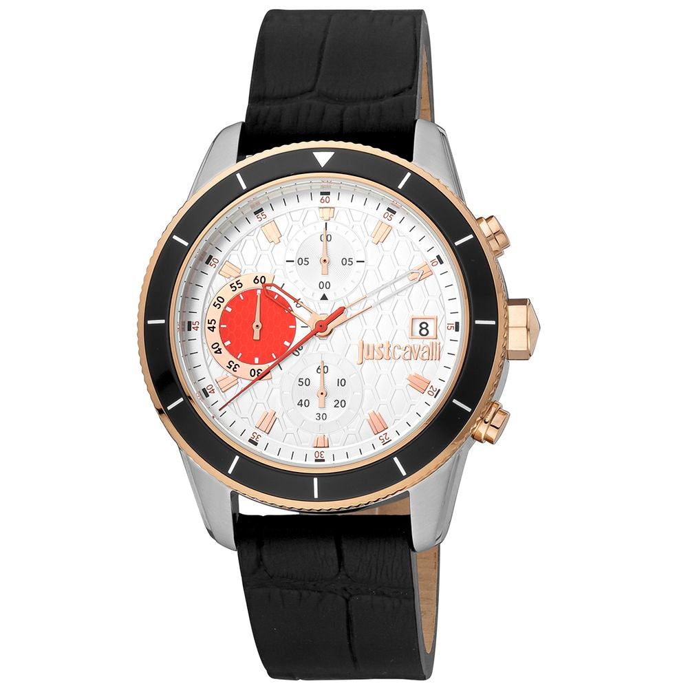 Just Cavalli Black Leather Dress Watch