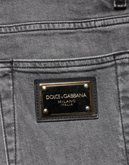 Dolce & Gabbana Gray Cotton Mid Waist Skinny Denim Jeans
