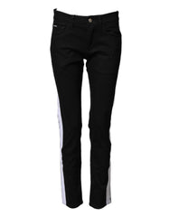 Dolce & Gabbana Black Cotton MidWaist Skinny Denim Logo Jeans
