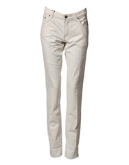 Dolce & Gabbana White Cotton Skinny Denim Trouser Men Jeans