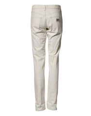 Dolce & Gabbana White Cotton Skinny Denim Trouser Men Jeans
