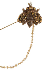 Dolce & Gabbana Gold Tone Brass Bee Embellished Chain Lapel Pin Brooch