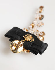 Dolce & Gabbana Crystal Chandelier Satin Bow Clip-On Jewelry Earrings