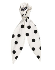 Dolce & Gabbana Scrunchie White Cotton Polka Dot Scarf Tie Accessory Hair